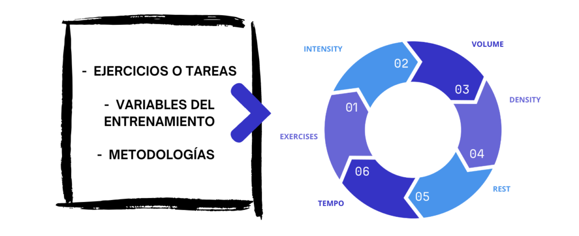 Infografía con la tabla de intensidad de ejercicios y tareas.